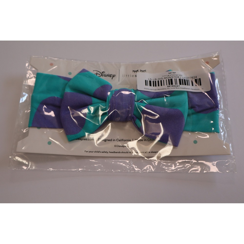 Little Sleepies Disney Monsters Inc Sulley Luxe Bow Headband NB-3T NWT